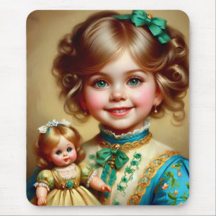 ~ Linda Garota Vintage e Boneca ~ Mousepad