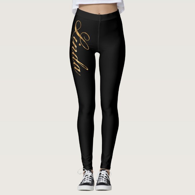 Linda gold Design Lettering Leggings (Frente)