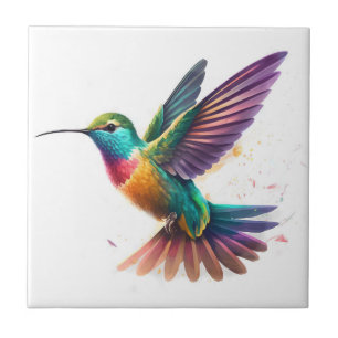 Linda Impressão de Beija-flor em Aquarela Vibrante