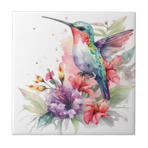 Linda Impressão de Beija-flor em Aquarela Vibrante