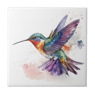Linda Impressão de Beija-flor em Aquarela Vibrante