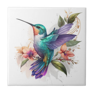 Linda Impressão de Beija-flor em Aquarela Vibrante