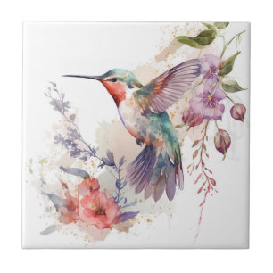 Linda Impressão de Beija-flor em Aquarela Vibrante