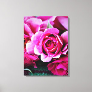 Linda Impressão em Tela de Foto de Rosa Vermelha