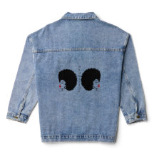 Linda Jaqueta de Denim Afro com Lábios Vermelhos