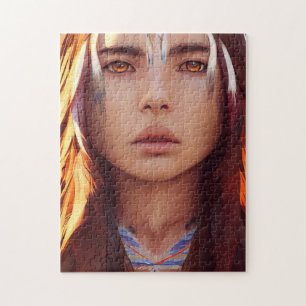 LINDA JOVEM INDIANA NATIVA JIGSAW QUEBRA-CABEÇA