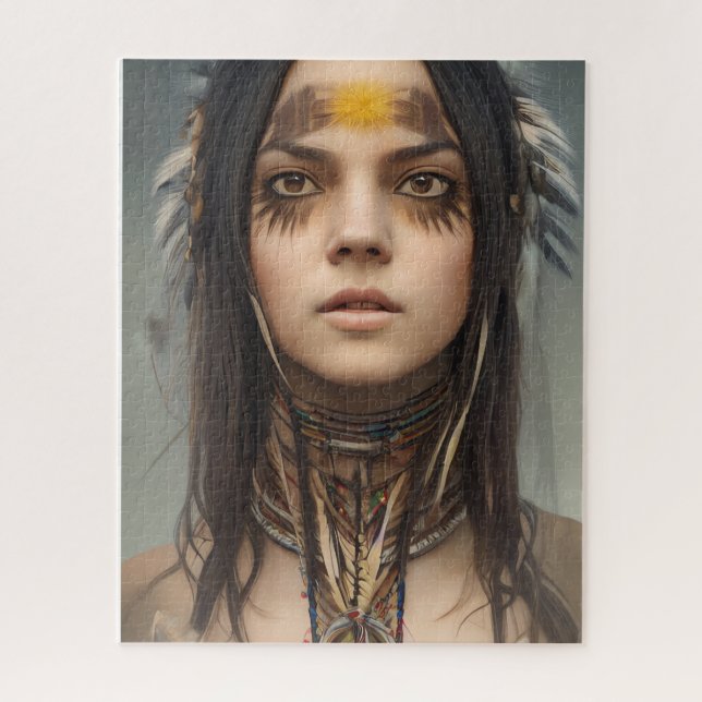 LINDA JOVEM INDIANA NATIVA JIGSAW QUEBRA-CABEÇA (Vertical)