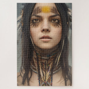LINDA JOVEM INDIANA NATIVA JIGSAW QUEBRA-CABEÇA