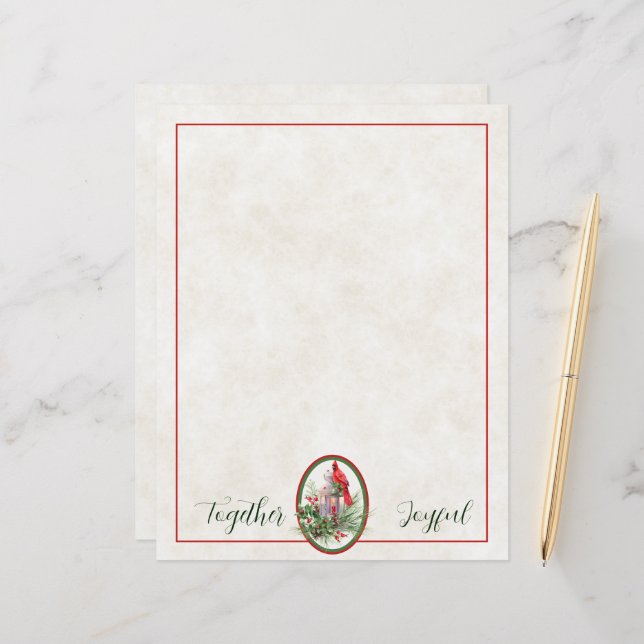 Linda lanterna com o Natal Holly e Cardeal (Frente/Verso In Situ)