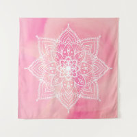 Linda Mandala sobre fundo rosa Tapeçaria