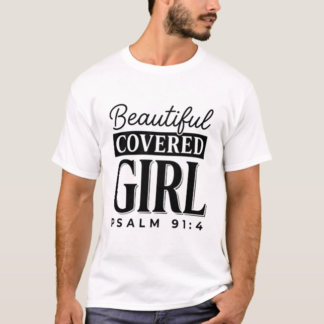 Linda Menina Coberta Salmo 91_4 Camisa da Fé Desi (Frente)