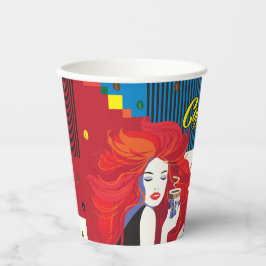 "Linda moça com copa de café" Pop Art