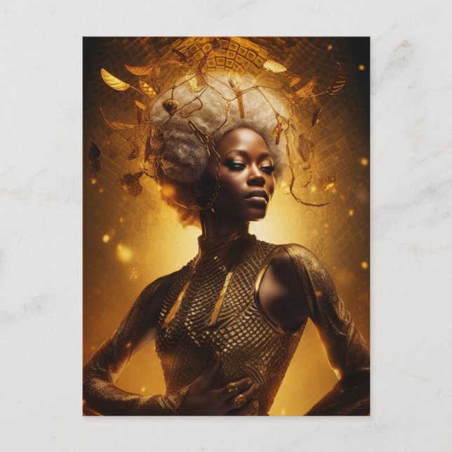 Linda Mulher no Cartão Dourado (Frente)