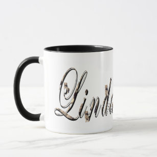 Linda, nome, logotipo, caneca de café combinado