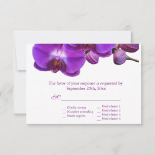 Linda orquídea de flores roxas RSVP de casamento