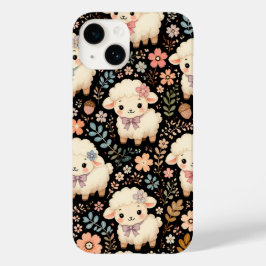 Linda Ovelha Chibi Padrão Floral Cottagecore