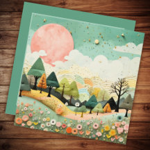 Linda paisagem com aquarela Obrigado