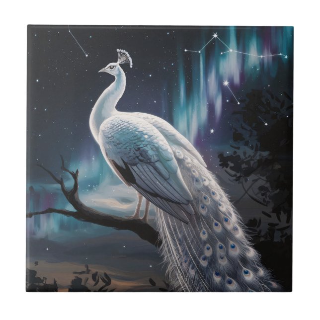Linda Pavão Branco Aurora Borealis Cênico (Frente)