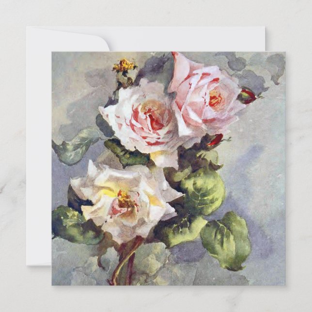 Linda pintura de aquarela Elegante rosa rosada (Frente)