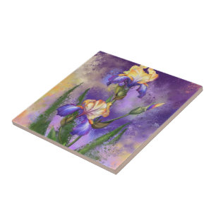 Linda pintura de arte roxa com flor gigante  