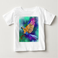 Linda pintura de camiseta de papagaio colorida