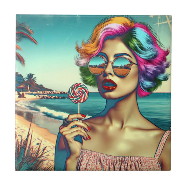Linda Pop de Arte Retro com Lollipop (Frente)