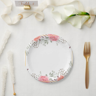 Linda prato de papel com impressão floral