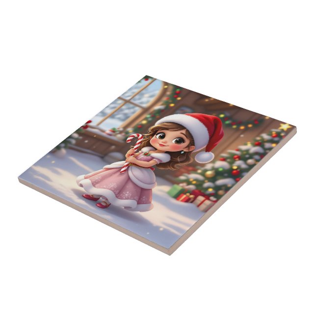 Linda princesinha com chapéu de Natal (Lateral)