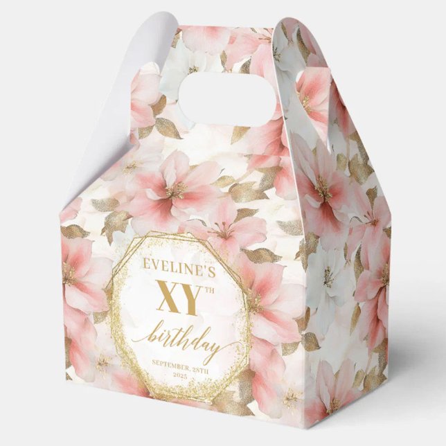 Linda Rosa claro Aquarela Caixas de Favor de Anive (Lovely Light Pink Watercolor Birthday Favor Boxes)