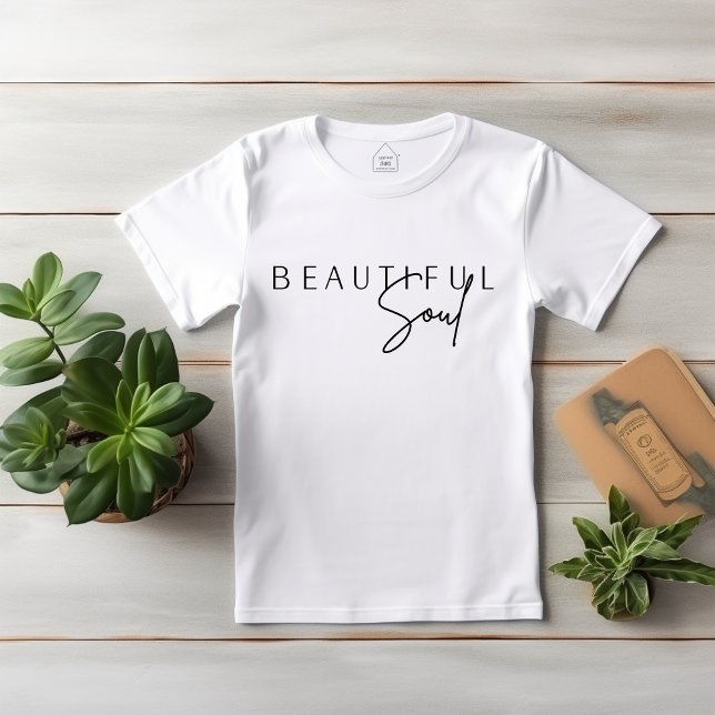 Linda Tipografia de Almas, T-shirt personalizada M (Beautiful Soul, Modern Simple Typography)
