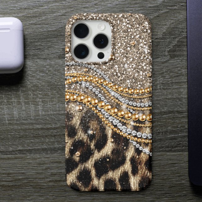 Linda Trendy Leopard Faux Animal Print Case-Mães (Criador carregado)