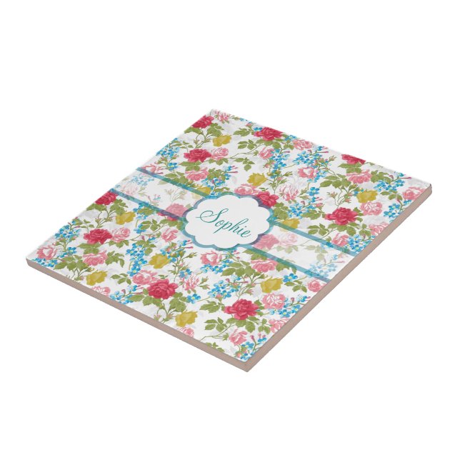 Linda vintage, trendy rosas florais (Lateral)