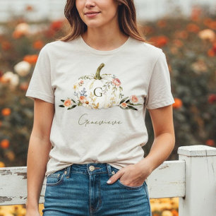 Linda Watercolor Floral Pumpkin Monograma Girly