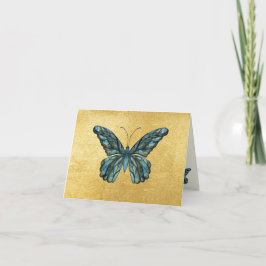 Lindas Cartões Ouro Borboleta Azul em Branco