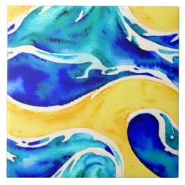 Lindas cores desenhadas à mão Oceano azul e branco