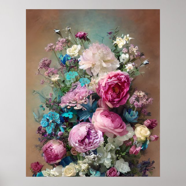 Lindas flores brancas-lilás-roxas Poster (Frente)