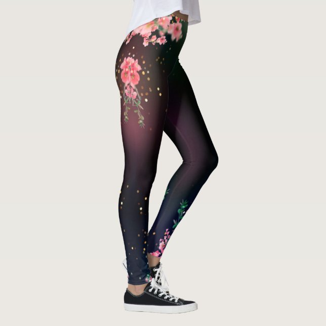 Lindas flores cor-de-rosa florescem Leggings (Direita)