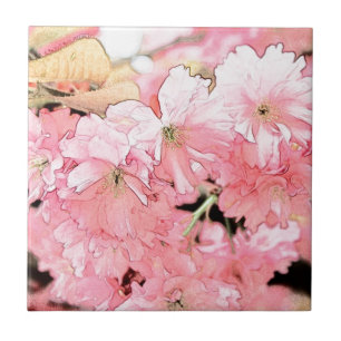 Lindas flores de cerejeira rosa, desenhos artísti