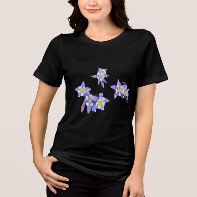 Lindas Flores de Columbine azuis, amarelas, violet (Frente)
