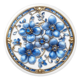 Lindas flores de esmalte metálico azul Douradas ge