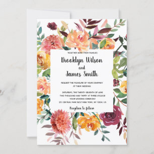 Lindas Flores de Queda Convites De Casamento