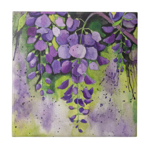 Lindas Flores De Wisteria Em Aquarela
