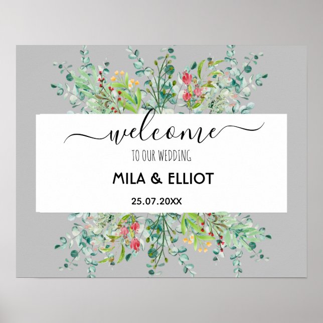 Lindas flores e poster de eucalipto (Frente)