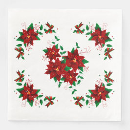 Lindas Flores Vermelhas de Natal Guardanapos de Pa