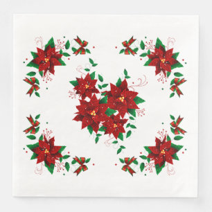 Lindas Flores Vermelhas de Natal Guardanapos de Pa