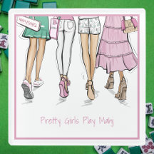 Lindas Garotas Jogam Mahj Mahjong Elegante