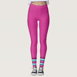 lindas linhas azuis e rosa Leggings