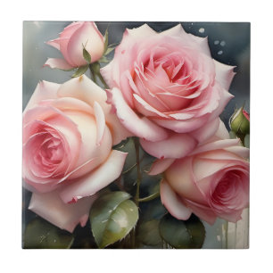 Lindas rosas cor-de-rosa claras jardim pintura aqu