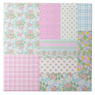 Lindas Rosas de Cachorro Azuis e Rosa Patchwork Fa