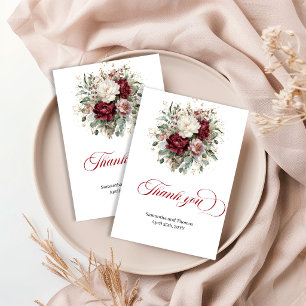 Lindo Agradecimento de Casamento Floral Vermelho I